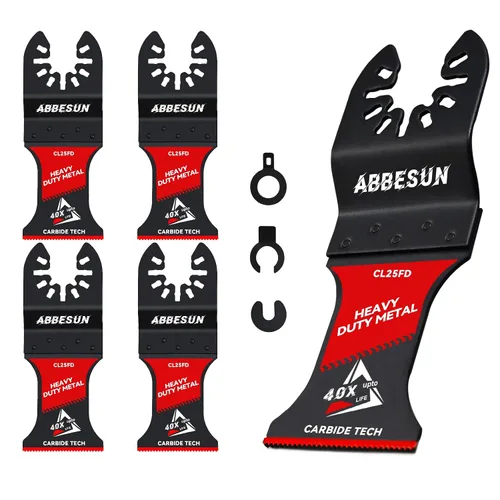 Miniatura 8 de Paquete de 2 hojas de sierra oscilantes de carburo para cortar clavos, cuchillas multiherramienta de liberación rápida para material duro, metal