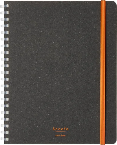 KOKUYO Sooofa - Cuaderno gráfico de 7.2 x 5.5 pulgadas, cuaderno de anillo suave para mujer, cuadrícula de 0.157 in, 80 hojas perforadas, negro,