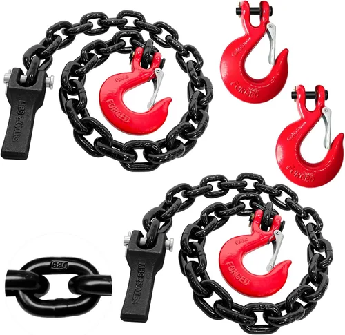 YATOINTO Cadena de seguridad para remolque de grado 80 de 36 pulgadas, paquete de 2 unidades, acabado de electroforesis negra con gancho de resorte