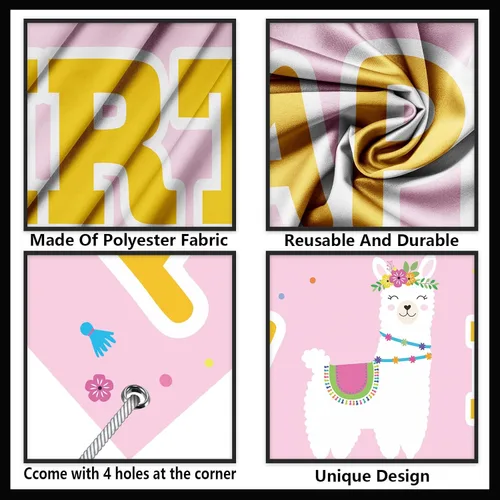 Miniatura 3 de Cartel de llama alpaca con texto en inglés «Happy Birthday» de color rosa, bonito telón de fondo para decoración de patio, niña, niño, princesa