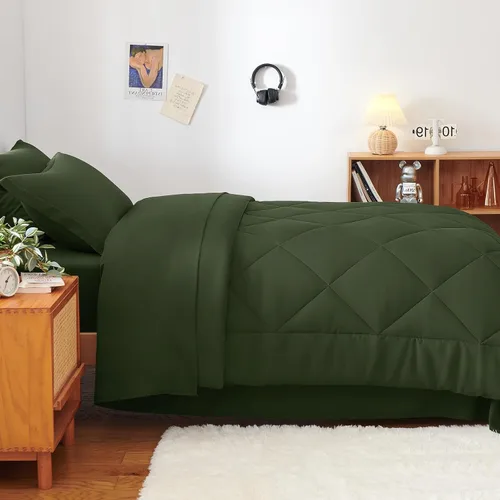 Miniatura 80 de CozyLux Juego de edredón tamaño King, color naranja quemado, toda la ropa de cama en una sola bolsa, 7 piezas: edredón, fundas de almohada
