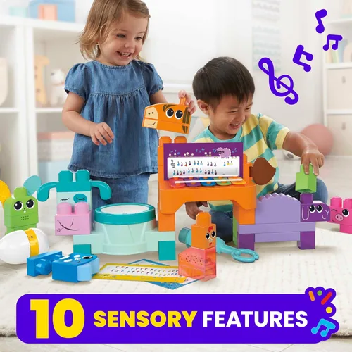 Miniatura 2 de Mega Bloks Fisher-Price - Juego de bloques de construcción para niños, banda musical de granja con 40 piezas y 6 hojas de música, a partir de 1 año