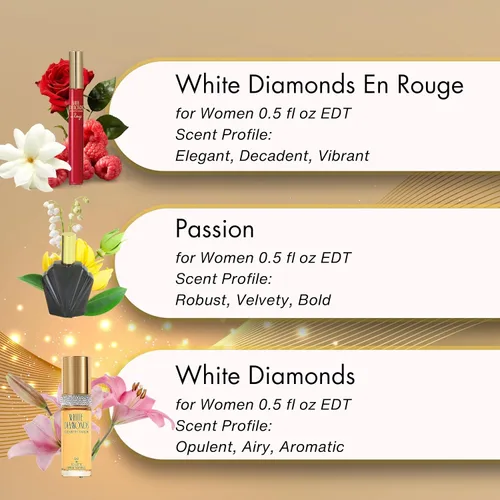 Miniatura 4 de Elizabeth Taylor Fragrance Collection Eau de Toilette - Juego de 3 piezas para mujer (diamantes blancos, pasión, diamantes blancos y rojos)