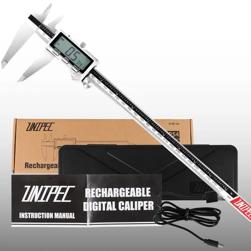 Miniatura 7 de Pinza recargable de 12 pulgadas, herramienta de medición de micrómetro Vernier de acero inoxidable con pantalla LCD grande