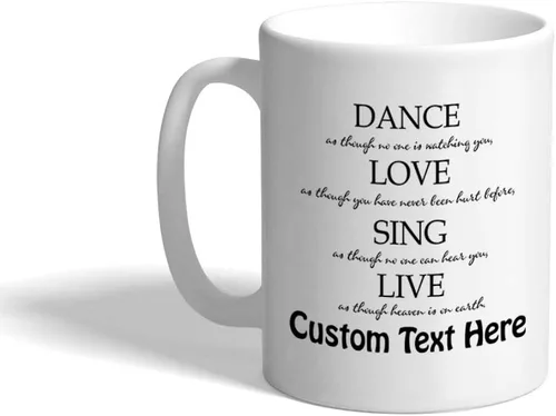 Miniatura 7 de Taza de café personalizada de 11 onzas con diseño de taza de té de cerámica para bailar, amar, cantar, inspirar en vivo y motivación