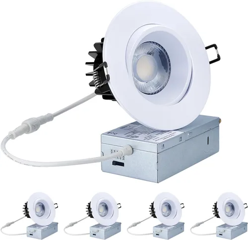 Miniatura 8 de POPANU Canless - Foco empotrado de cardán empotrado, adecuado para techo alto de 20 pies, 1200 lm, 4 pulgadas, 15 W, foco de globo ocular giratorio