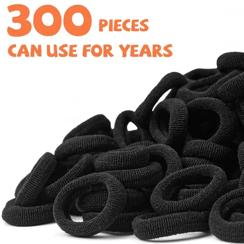 Miniatura 4 de CÉLLOT Gomas para el pelo para bebés, gomas de nylon negras para niñas, bandas de pelo sin costuras para niñas, coleteros elásticos para niñas