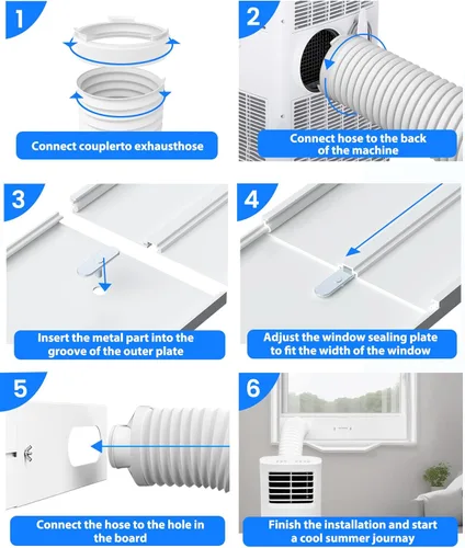 Miniatura 7 de Kit de ventilación de aire acondicionado portátil con manguera de escape de 82 pulgadas de largo, 5.9 pulgadas de diámetro, 13 piezas de sello
