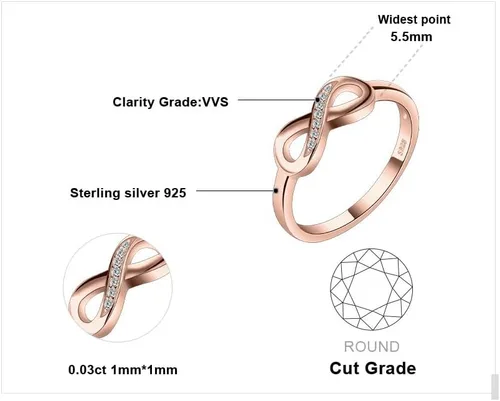 Miniatura 27 de JewelryPalace - Anillos de plata de ley 925 chapados en oro rosa, amarillo o blanco de 14 K para mujer, de compromiso, con circonia cúbica, de boda