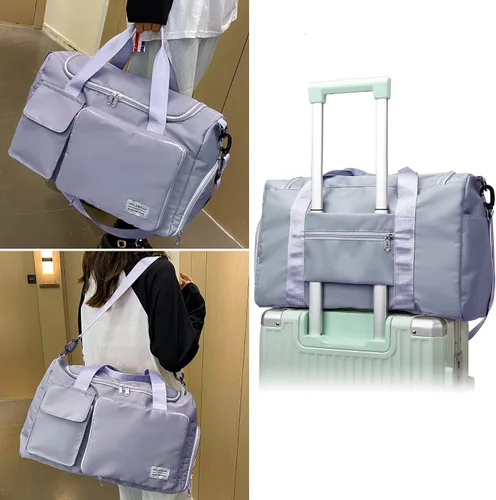 Miniatura 6 de Bolsa de viaje plegable grande con compartimento para zapatos, bolsa deportiva de gimnasio con bolsillo húmedo, bolsas de hospital de mano
