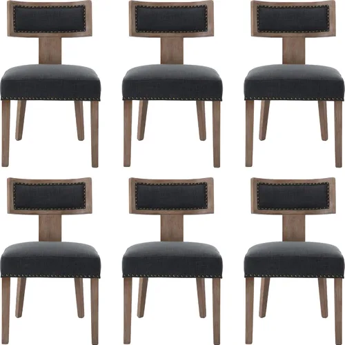 Miniatura 29 de BESTANO Juego de 2 sillas de comedor de ratán, modernas sillas de comedor de madera negra de mediados de siglo, sillas de comedor tapizadas de tela