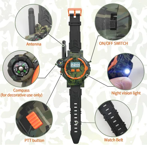 Miniatura 3 de Walkie Talkie recargable para niños, radio bidireccional Walky Talky con linterna, juego para exteriores, interfono, juguete y regalos para niños