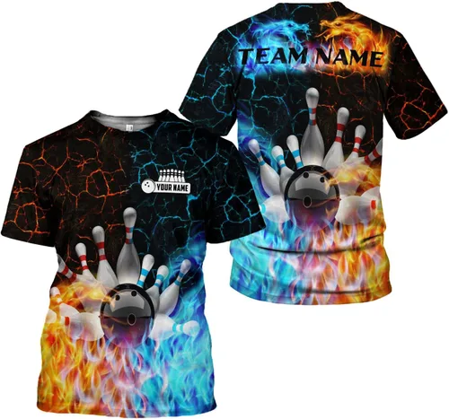 Miniatura 2 de Camisa de bolos personalizada, camisas con nombre personalizado, regalo para mujeres y hombres, mujeres, equipo de polo 3D, unisex, camiseta