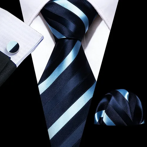 Miniatura 167 de Barry.Wang Juego de corbatas para hombre, corbata de seda a rayas, tejido a cuadros, gemelos formales, negocios, boda