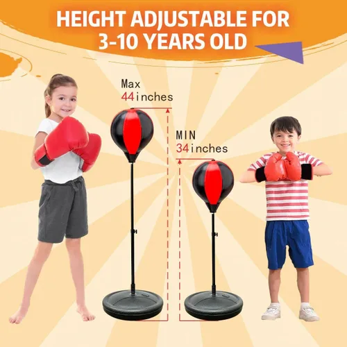 Miniatura 2 de Saco de boxeo para niños, equipo de boxeo ajustable de 3 a 12 con guantes de boxeo, juego de boxeo como regalo de juguetes para niños y niñas