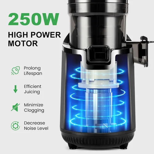 Miniatura 3 de Ventray Exprimidor de prensa en frío, máquina exprimidora con canal de alimentación extra grande de 5.12 pulgadas, exprimidor de masticación lenta