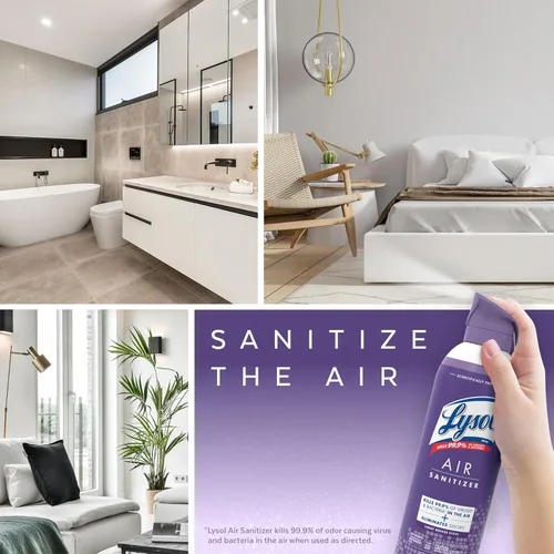 Miniatura 5 de Lysol Spray desinfectante de aire con eliminador de olores para el hogar y la oficina, aerosol desinfectante, alternativa a ambientador, aroma