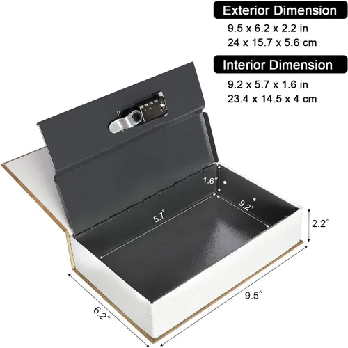 Miniatura 3 de Caja Fuerte de Libro para Almacenamiento, Caja de Seguridad con Cerradura de Combinación Premium, Caja Fuerte de Libro Portátil, Perfecta para Casa