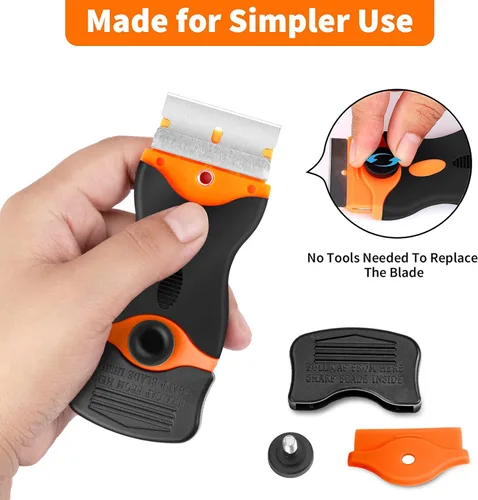 Miniatura 5 de Herramienta raspadora de cuchillas de afeitar – Rascador de afeitar con 40 cuchillas de metal y plástico, removedor de limpieza de calcomanías