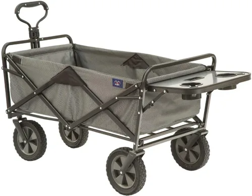 Mac Sports - Carretilla plegable para exterior con mesa plegable y soportes para bebidas, color gris