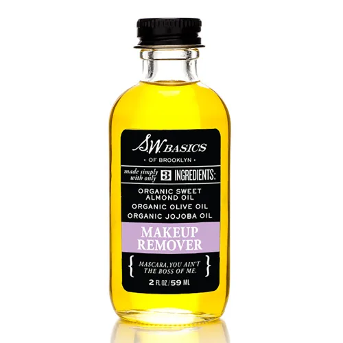 S.w. Basics Removedor de maquillaje con aceites orgánicos de almendra dulce, oliva y jojoba, 2 onzas