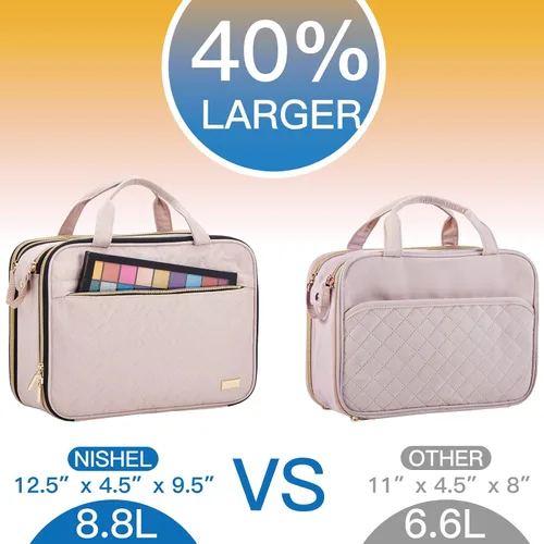 Miniatura 2 de NISHEL - Neceser de viaje, organizador de maquillaje portátil, bolsa de cosméticos plegable, estuche de viaje para artículos de tocador