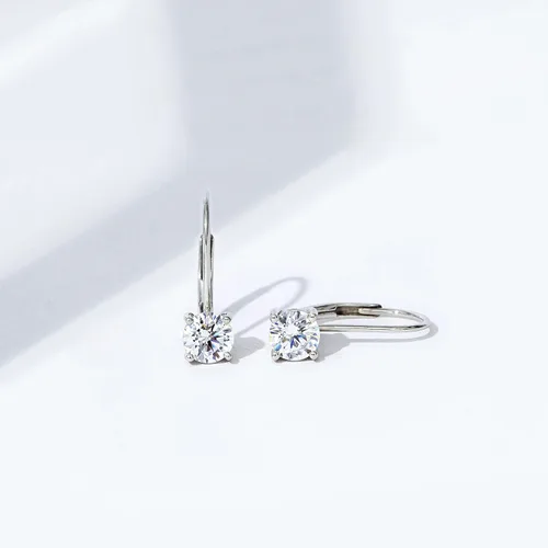Miniatura 5 de Tienda Collection Platinum-Plated Sterling Silver Infinite Elements Zirconia Leverback Earrings