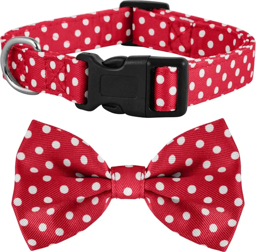 Miniatura 6 de Collar de perro con pajarita, lazo de nailon de alta calidad, a lunares, Navidad, bandera estadounidense, Halloween para niña o niño, ajustable