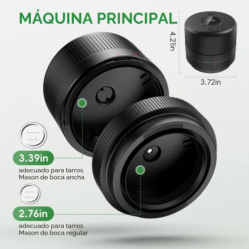 Miniatura 3 de Kit de Sellador al Vacío para Tarros Mason de Wothfav, Sellador Eléctrico para Tarros Mason de Boca Ancha y Regular, Sellador al Vacío Portátil
