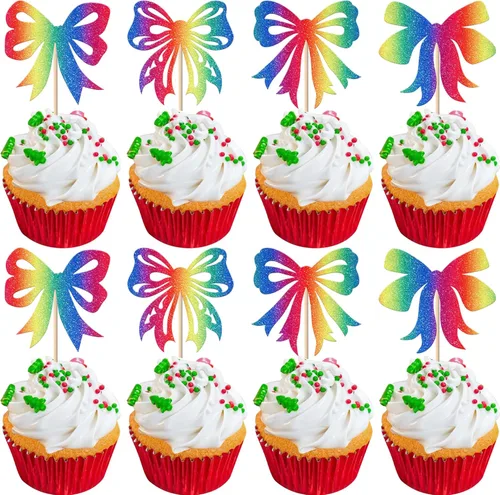 Miniatura 32 de Paquete de 24 Adornos para Cupcakes de Feliz Navidad, Adornos para Cupcakes para Revelación de Género, Adornos para Cupcakes de Árbol de Navidad, 5