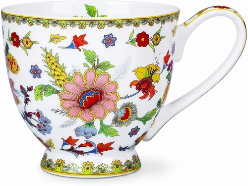 Miniatura 13 de Tazas florales de porcelana de hueso de 16 onzas, elegante taza de té y café floral, apta para microondas y lavavajillas, perfecta para café, té