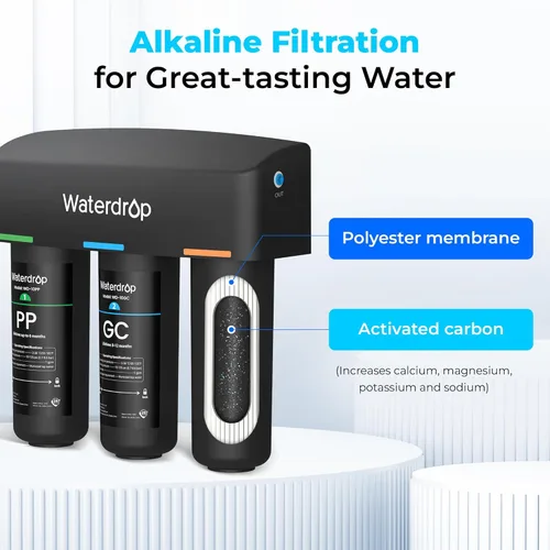 Miniatura 6 de Waterdrop TSB-ALK - Sistema de filtro de agua ligeramente alcalino de 8 capas para debajo del fregadero, reduce PFAS, PFOA/PFOS, fluoruro, cloro