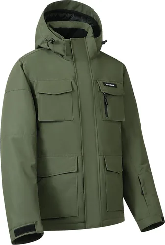 Miniatura 3 de Chaqueta de esquí para hombre, impermeable, resistente al viento, capucha extraíble para invierno, para motos de nieve, senderismo