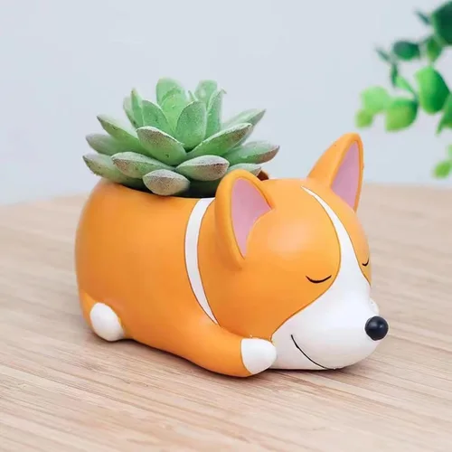 Miniatura 3 de Moldes para Macetas de Flores de Hormigón de Perro Corgi Moldes de Macetero Suculento de Silicona Moldes de Resina Epoxi Arcilla Cemento Molde