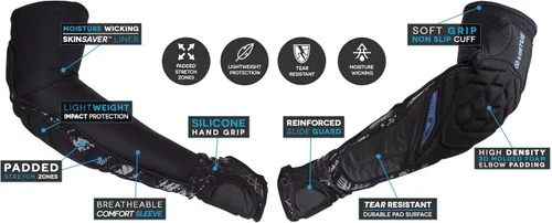 Miniatura 2 de VIRTUE Breakout - Almohadillas protectoras para codos y antebrazos, ligeras, multideportivas, con forro de manga de compresión que absorbe