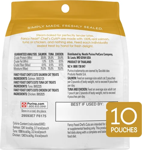 Miniatura 10 de Purina Fancy Feast - Paquete variado de golosinas naturales para gatos, puramente naturales, (paquete de 5) bolsas de 10