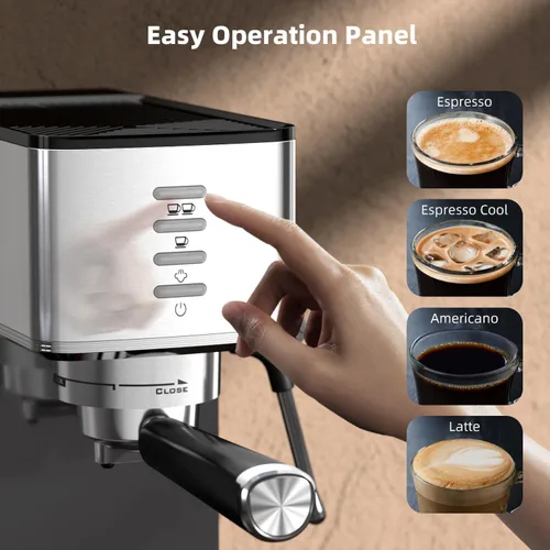 Miniatura 5 de Electactic 20 Bar Coffee Espresso Maker with Fast Cold Brew Function, Built-In Steam Wand, Smart Touch Panel, 37oz Tank for Cappuccino, Latte &
