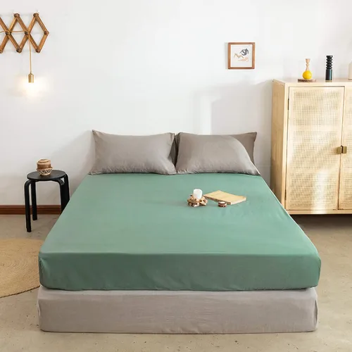 Miniatura 15 de FCLDESHOP Sábana bajera ajustable de algodón suave de color liso, protector de colchón antideslizante para habitación de huéspedes de hotel