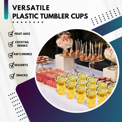 Miniatura 4 de Green Direct Vasos de plástico duro transparente de 7 onzas – Vasos desechables de plástico resistente para bodas, cócteles y bares – Vasos
