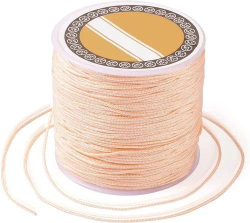 Miniatura 32 de Pandahall - Cordón de nailon para joyería de 109 yardas, cuerda de anudación china de hilo de macramé para joyería Kumihimo (vara dorada)