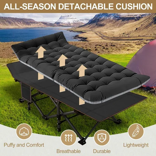 Miniatura 6 de DoCred - Catre plegable de camping extragrande XXL con colchón, 2 paquetes de catre plegable resistente para dormir, cama portátil para adultos