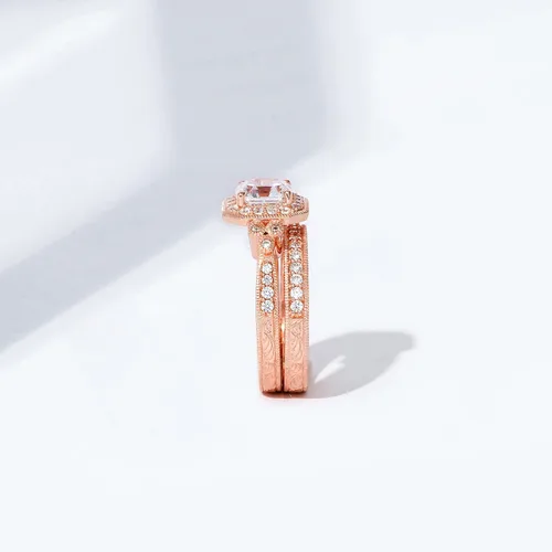Miniatura 6 de Tienda Collection Platinum or Gold Plated Sterling Silver Antique Ring set with Asscher-Cut Infinite Elements Cubic Zirconia