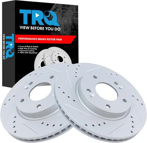 Miniatura 306 de TRQ Juego de rotores de freno de rendimiento trasero con revestimiento G premium compatible con Mazda 6 2014-2021