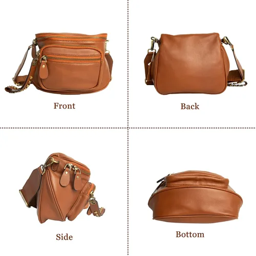 Miniatura 2 de AZXCG Cangurera de cuero, bolsa cruzada para mujer, bolsa de cintura de piel de vacuno, bolsa para cinturón con correa ajustable, bolsa de cadera