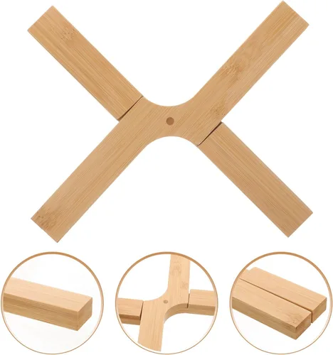 Miniatura 9 de Tapete plegable de bambú para ollas, salvamanteles de madera para platos calientes, salvamanteles plegables de Navidad para platos calientes