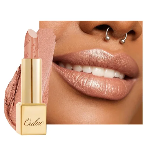 Miniatura 9 de Oulac Lápiz labial rojo, regalos de Navidad para mujeres, fórmula hidratante ligera con brillo 3D metálico, color de labios de alto impacto, Bomba