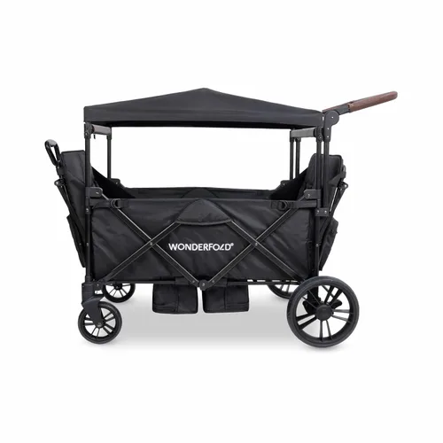 Miniatura 5 de WONDERFOLD X4R Rev Stroller Wagon (4 plazas) – Carro plegable con arnés de cinturón de seguridad de 5 puntos, asientos reclinables y espacios