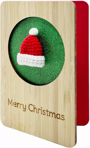 Miniatura 19 de 67 divertidas tarjetas de madera de Navidad, Ho Merry Chaos‑Mas, interior rojo en blanco para mensaje personalizado, regalo para familiares