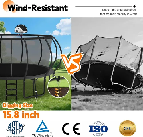 Miniatura 7 de DeepRoar Tranpoline de calabaza mejorada de 8/10/12/14/15/16 pies para niños, juego de tranpolina para exteriores resistente de 1500 libras con aro