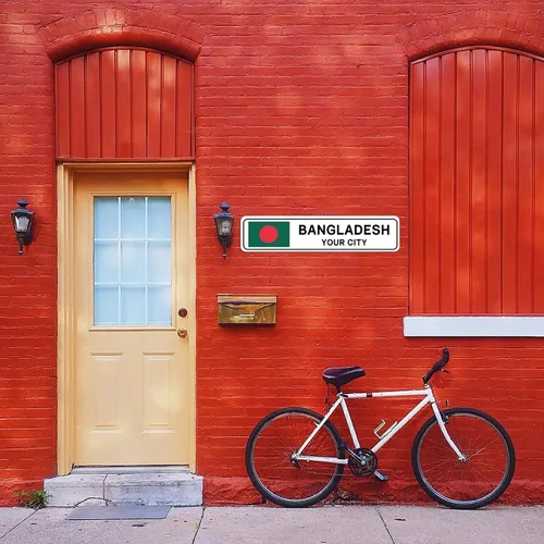 Miniatura 4 de Letrero de calle de Bangladesh personalizado con nombre de la ciudad, placa de lata de metal de Bangladesh para decoración del hogar, regalo